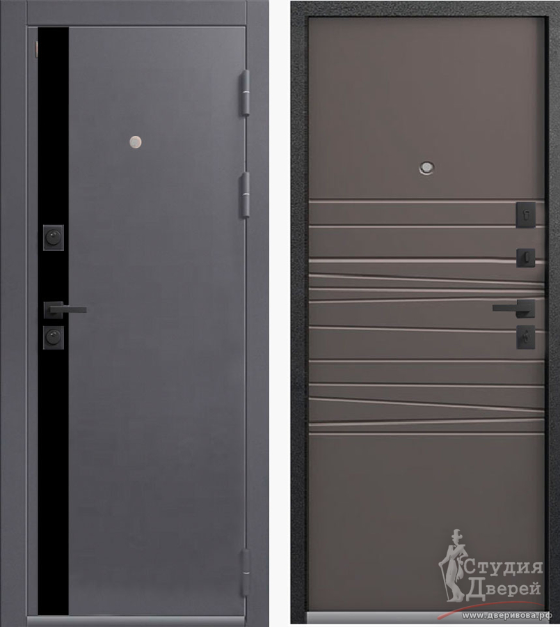 Дверь стальная LUX-5 Серый муар - Эверест (глянец)